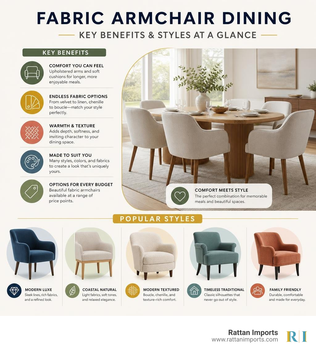 Infographic: key benefits and styles of fabric armchair dining at a glance infographic Infographic: key benefits and styles of fabric armchair dining at a glance infographic