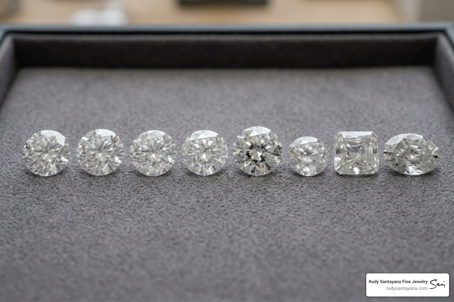 Diamond clarity grading scale chart from Flawless to Included Diamond clarity grading scale chart from Flawless to Included