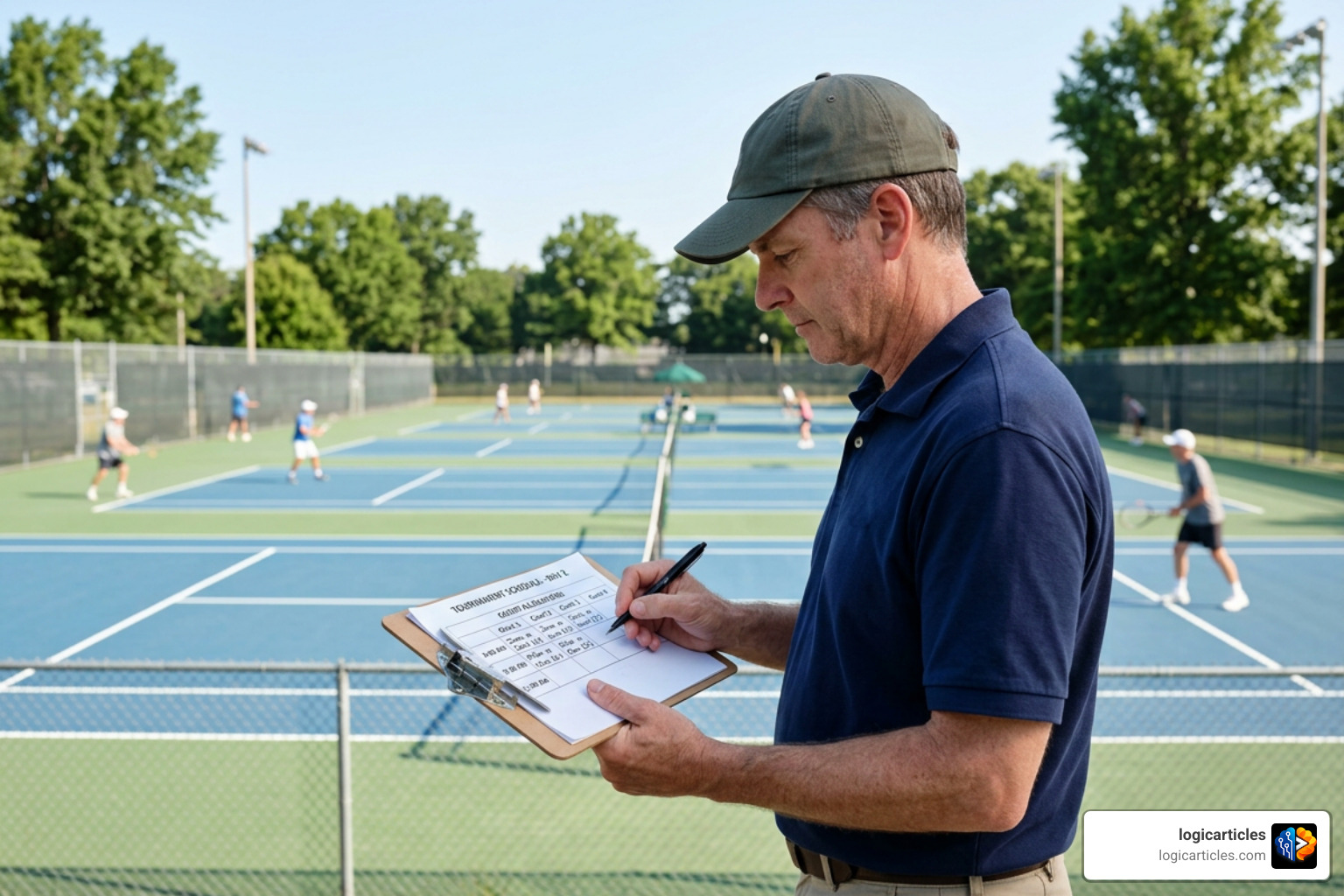Tournament referee planning match schedules and court allocations Tournament referee planning match schedules and court allocations