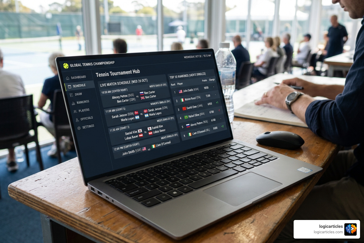 Tennis Ireland tournament software interface on a laptop screen Tennis Ireland tournament software interface on a laptop screen