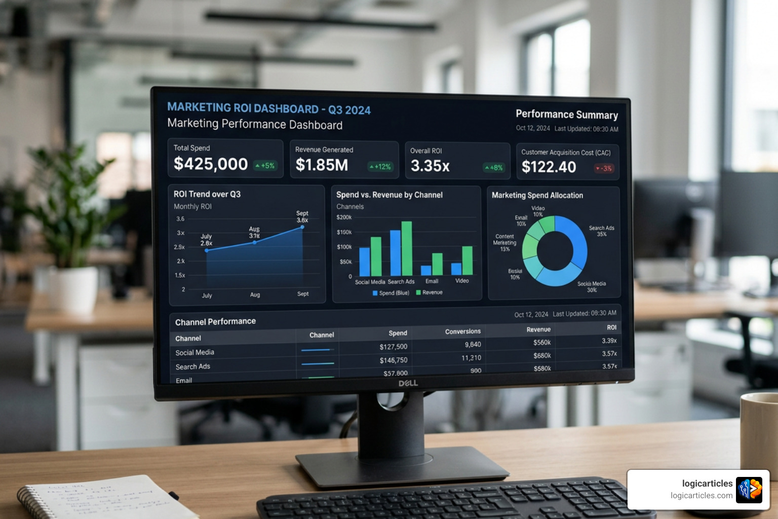 financial dashboard showing marketing ROI financial dashboard showing marketing ROI