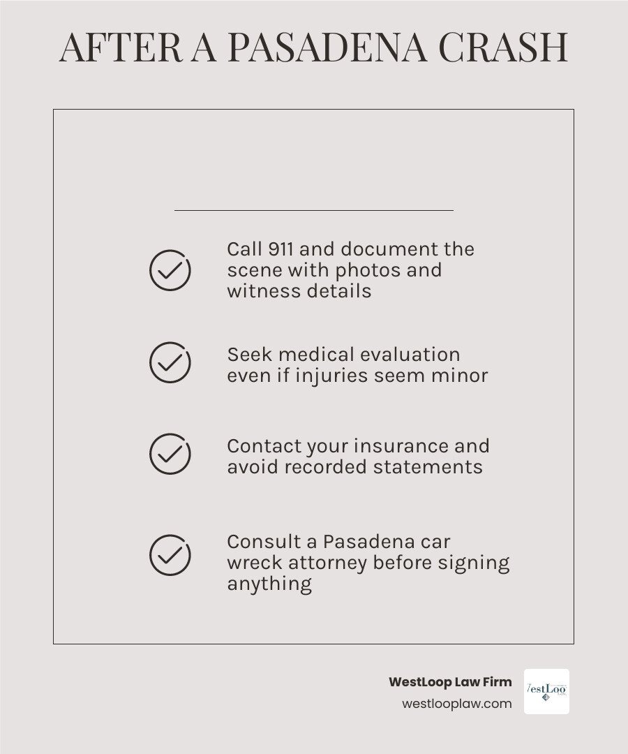 5 reasons to hire a Pasadena car wreck attorney infographic with steps after Houston crash infographic 5 reasons to hire a Pasadena car wreck attorney infographic with steps after Houston crash infographic