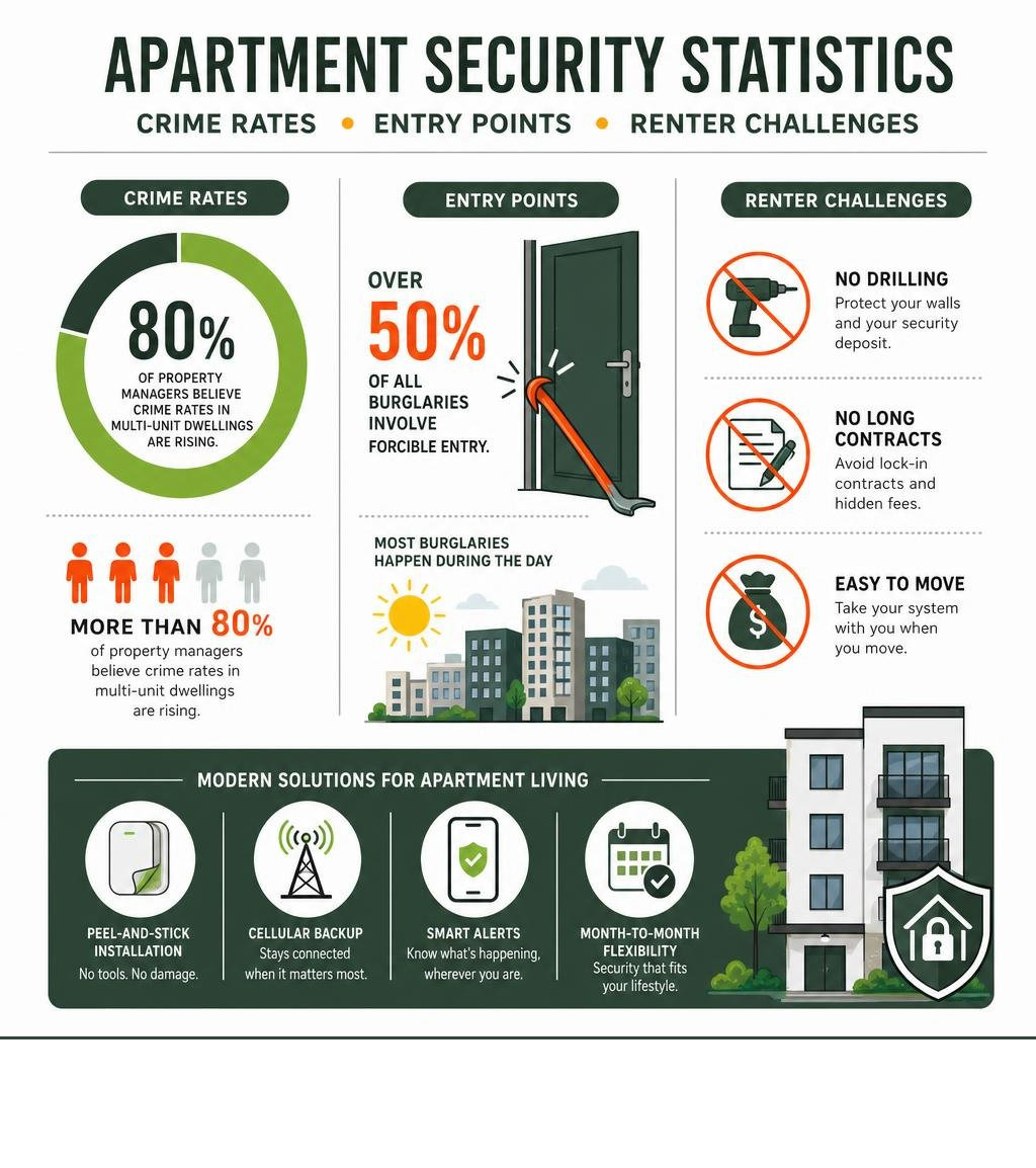 Apartment security statistics: crime rates, entry points, and renter challenges infographic infographic Apartment security statistics: crime rates, entry points, and renter challenges infographic infographic