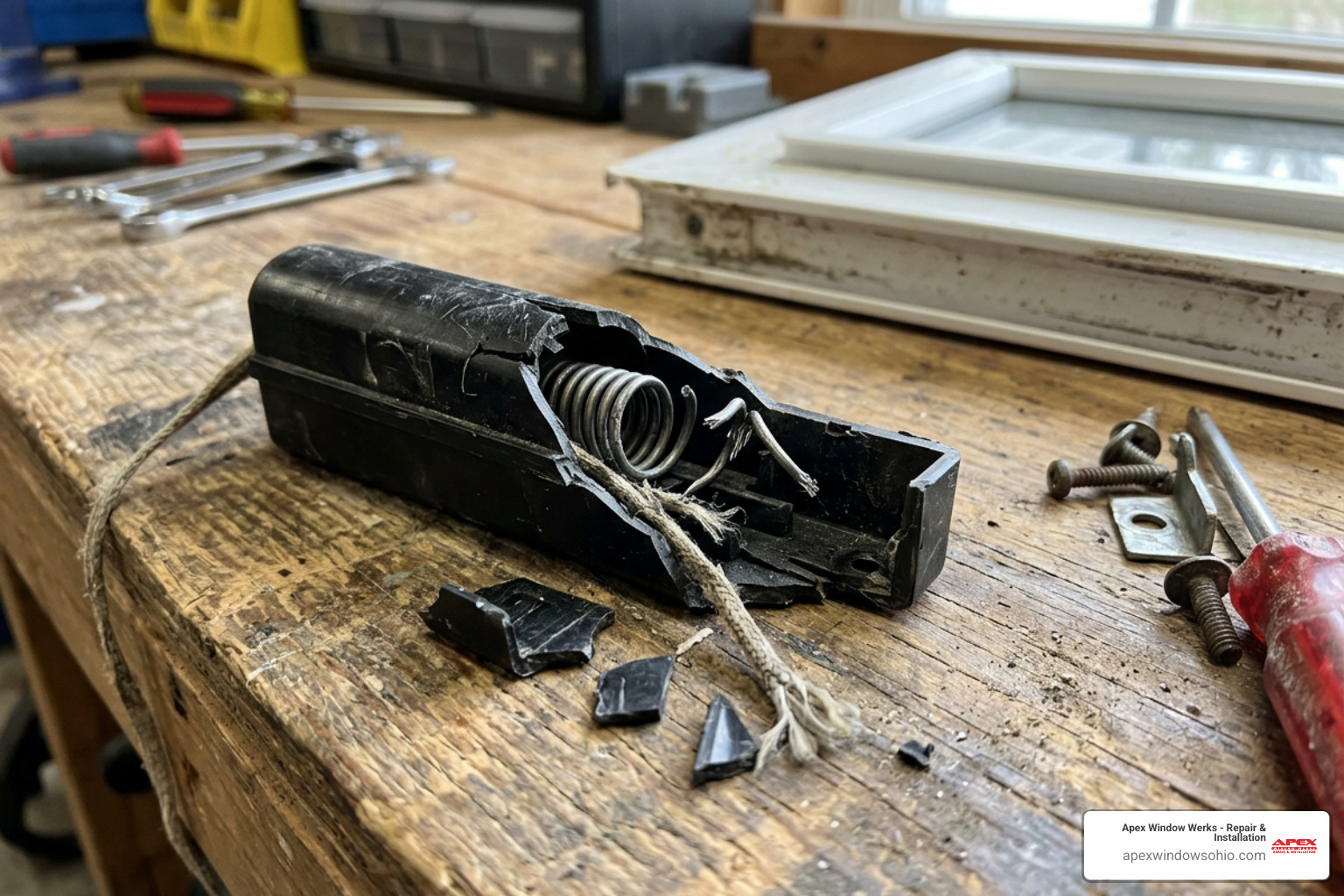 broken window balance cartridge in need of replacement