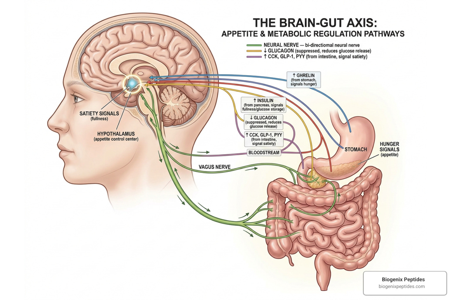 brain-gut axis insulin secretion glucagon suppression appetite regulation brain-gut axis insulin secretion glucagon suppression appetite regulation