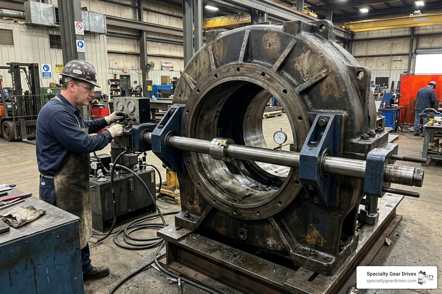gearbox housing repair showing housing line boring setup gearbox housing repair showing housing line boring setup