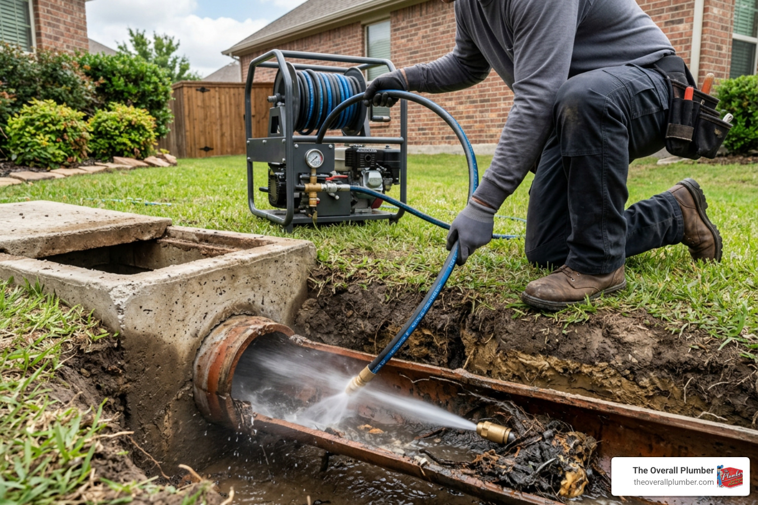 hydro jetting equipment clearing a clogged pipe hydro jetting equipment clearing a clogged pipe
