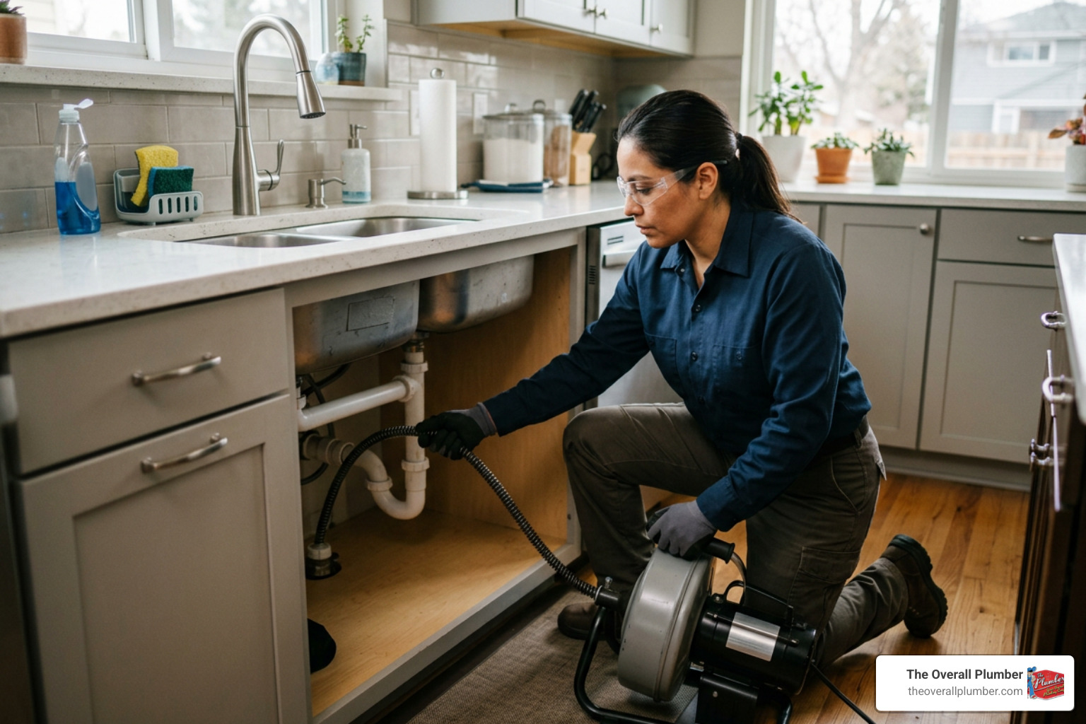 professional plumber snaking a drain professional plumber snaking a drain