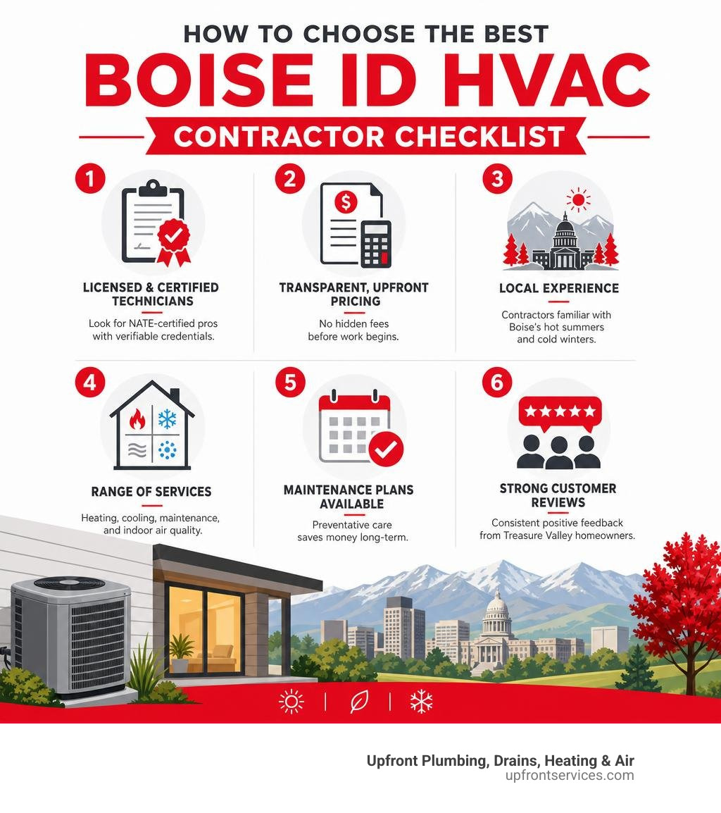 Infographic: How to choose a Boise ID HVAC contractor - checklist of key factors infographic
