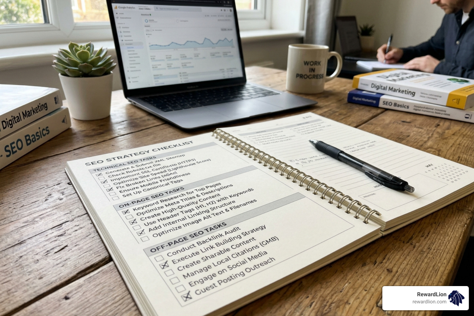SEO deliverables checklist mapping technical, on-page, and off-page tasks