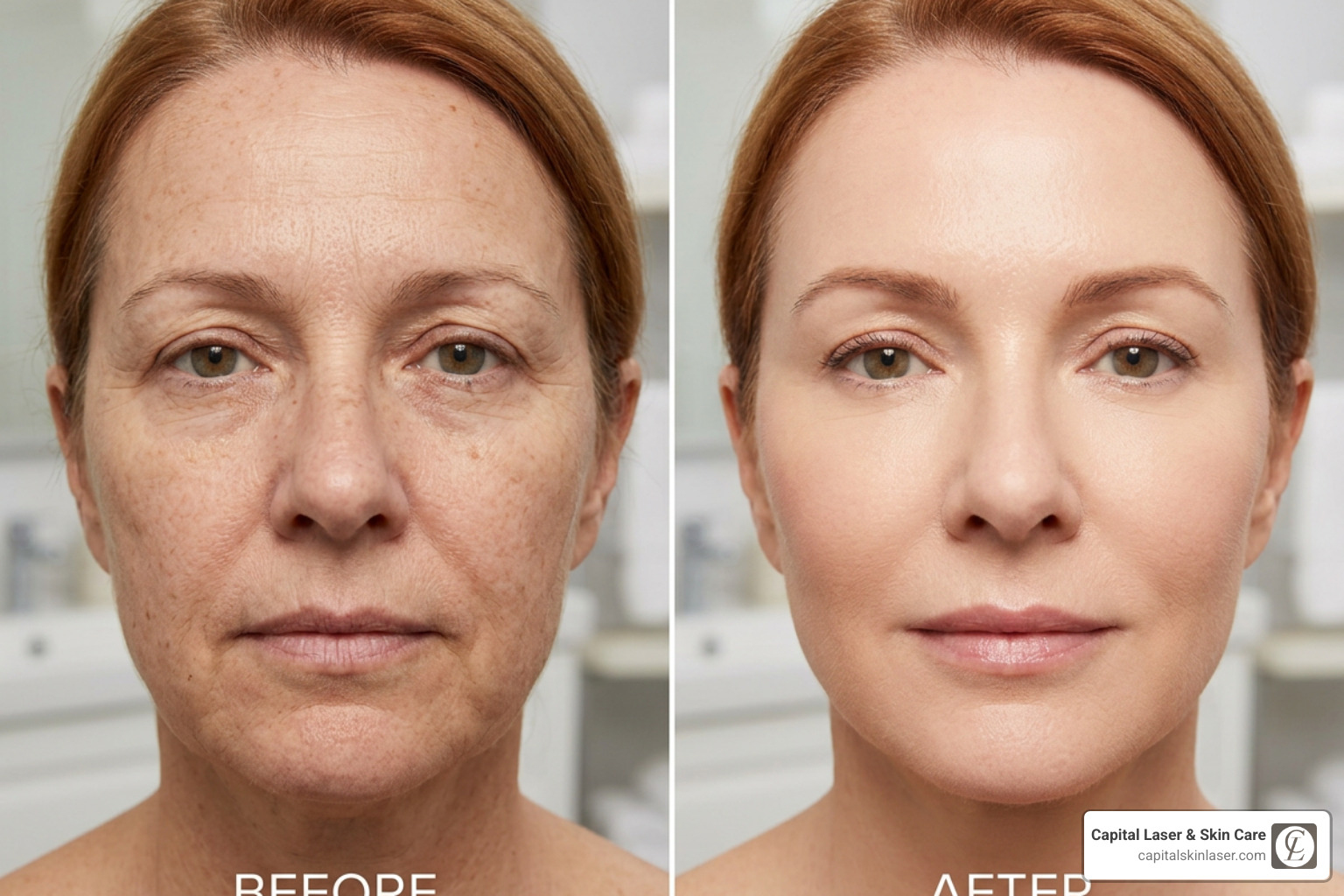 Before and after skin rejuvenation results showing improved texture and firmness Before and after skin rejuvenation results showing improved texture and firmness