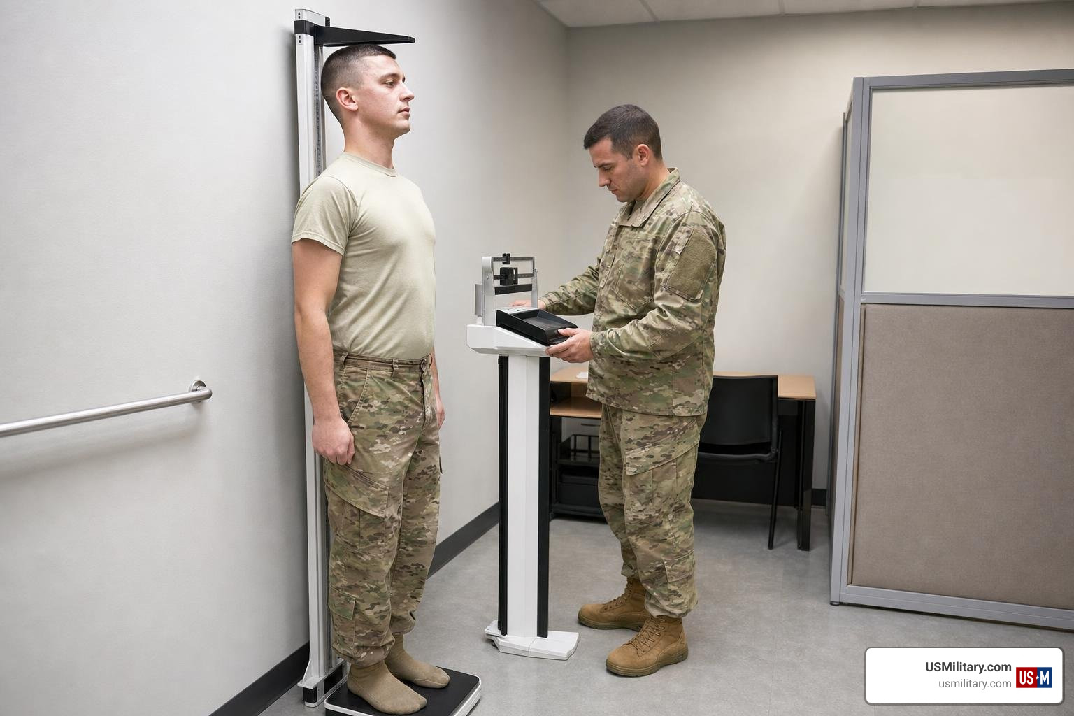 army standard height and weight soldier being measured