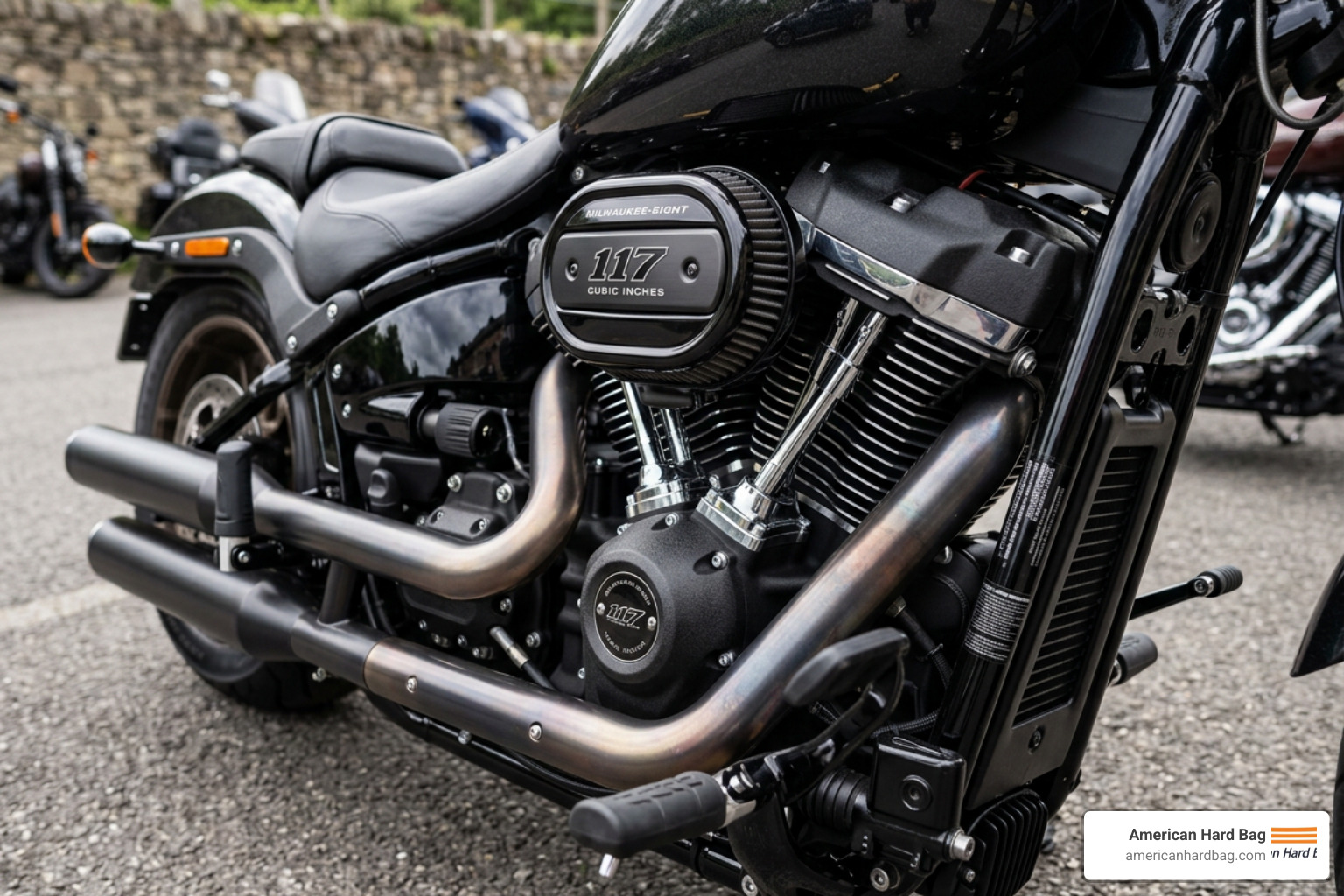Milwaukee-Eight 117 engine on a 2026 Harley-Davidson motorcycle Milwaukee-Eight 117 engine on a 2026 Harley-Davidson motorcycle
