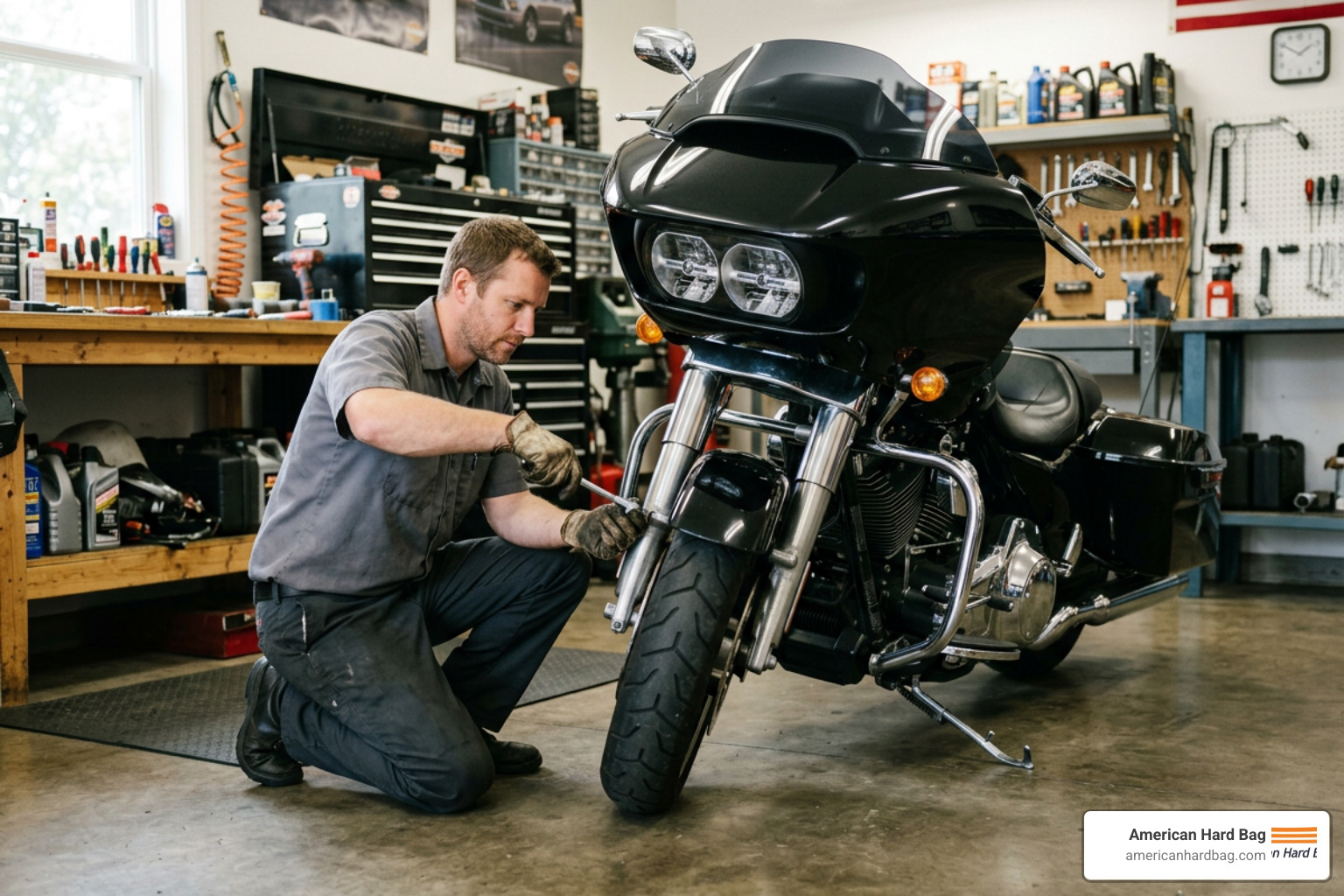 Removing the outer fairing of a Harley-Davidson Road Glide to access the speaker grills