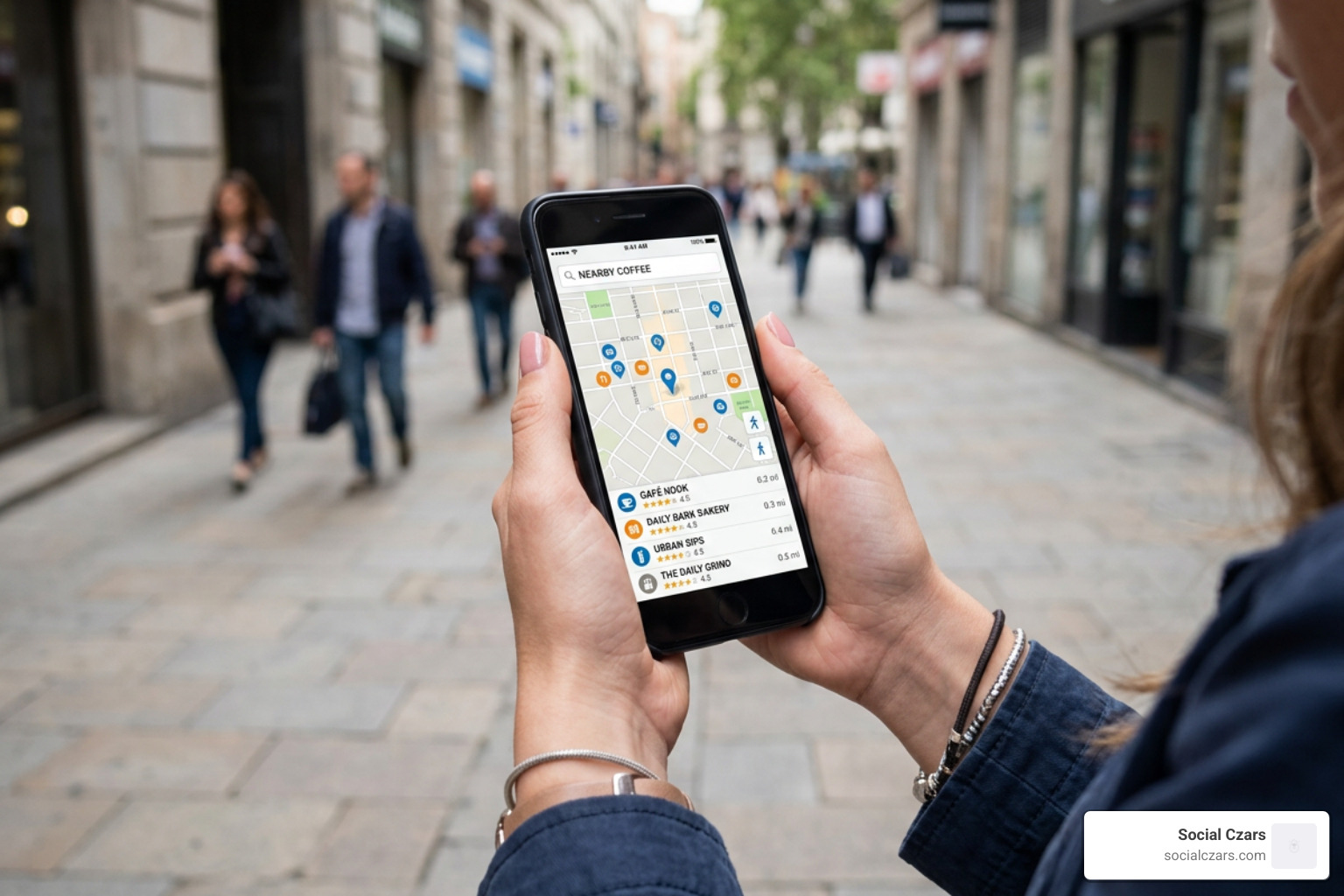 local map search on a smartphone local map search on a smartphone
