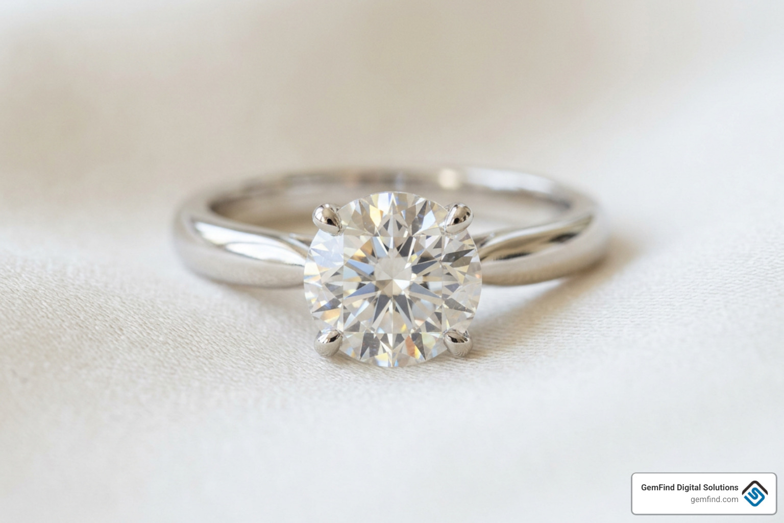 A stunning close-up of a classic solitaire engagement ring catching the light