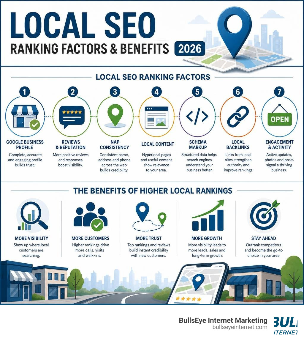 Local SEO ranking factors and benefits infographic for 2026 infographic Local SEO ranking factors and benefits infographic for 2026 infographic