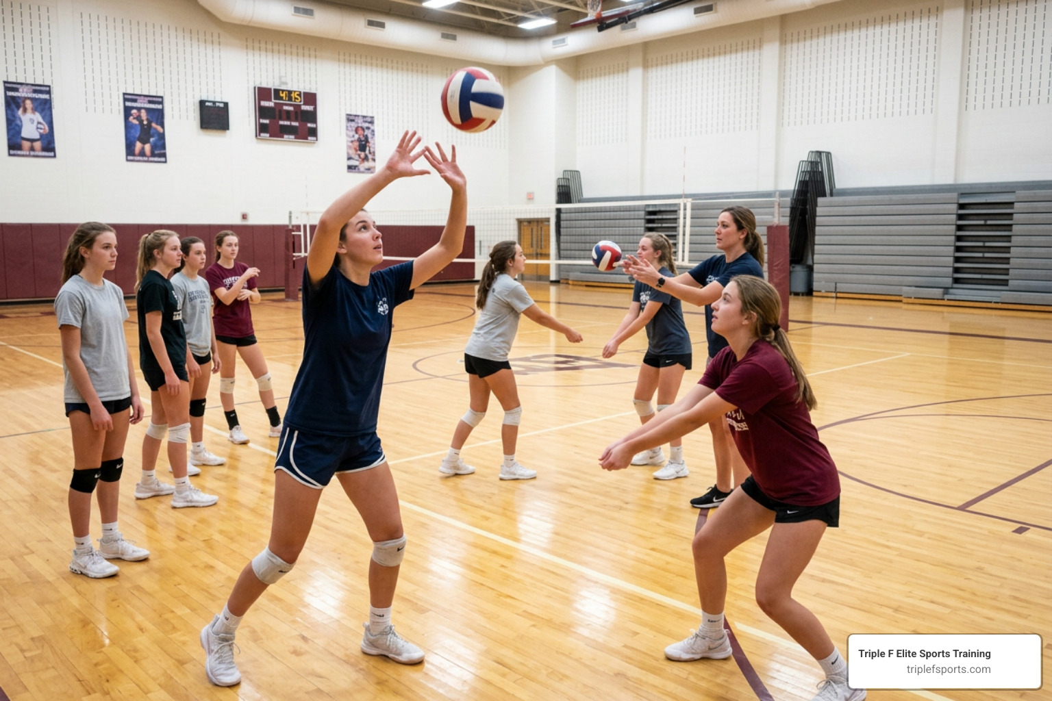players practicing setting and passing drills in a structured lesson players practicing setting and passing drills in a structured lesson