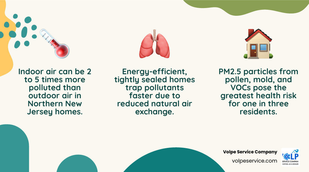 Sources of indoor air pollution in a northern New Jersey home and recommended solutions infographic Sources of indoor air pollution in a northern New Jersey home and recommended solutions infographic