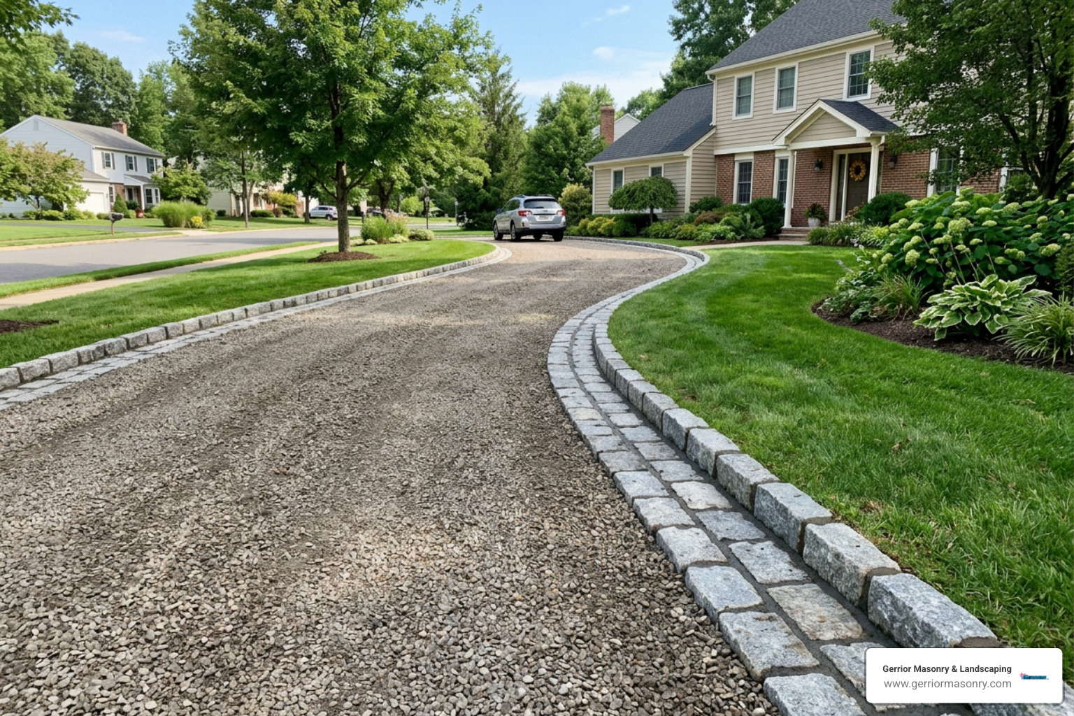 completed masonry driveway border
