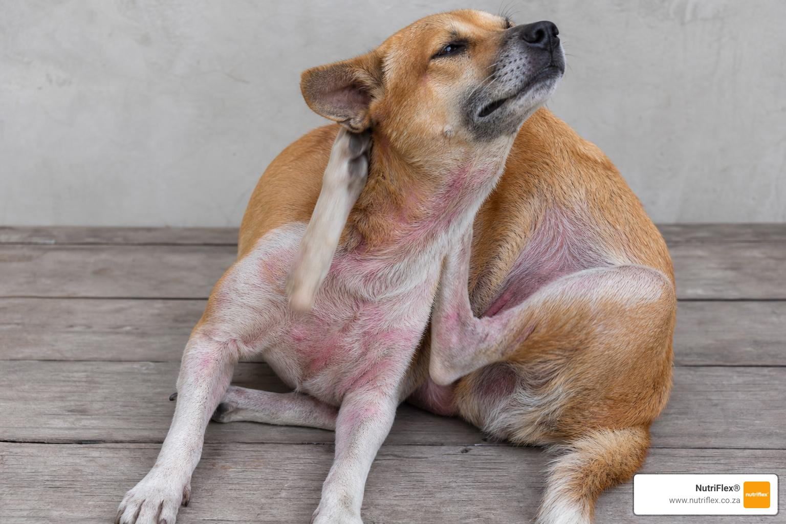 Dog With Red Skin Scratching Intensely