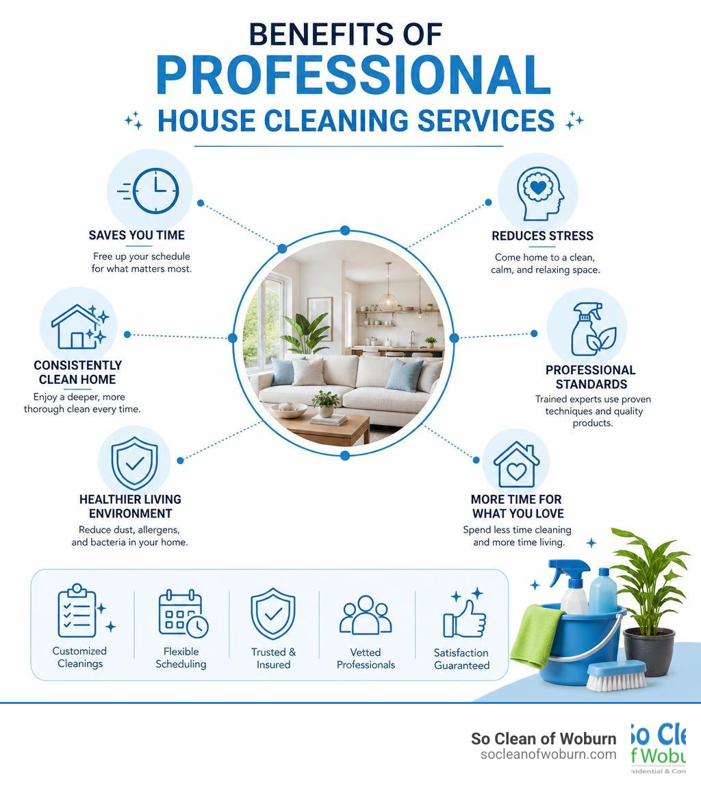 Benefits of professional house cleaning services infographic infographic