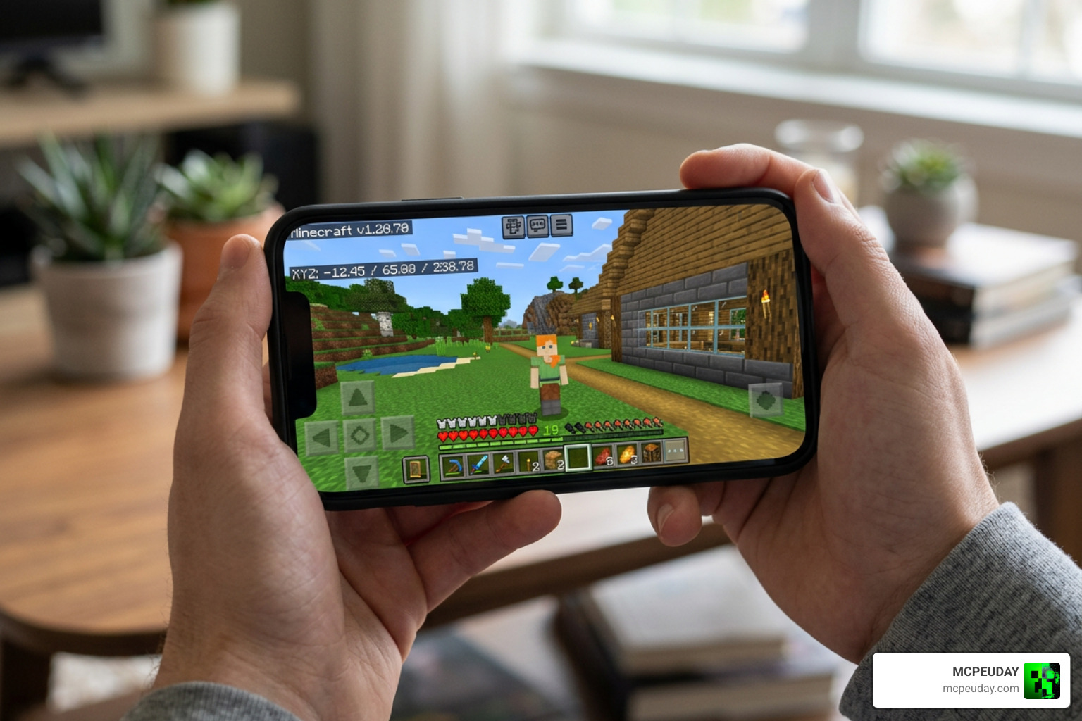 Minecraft running on a modern smartphone Minecraft running on a modern smartphone