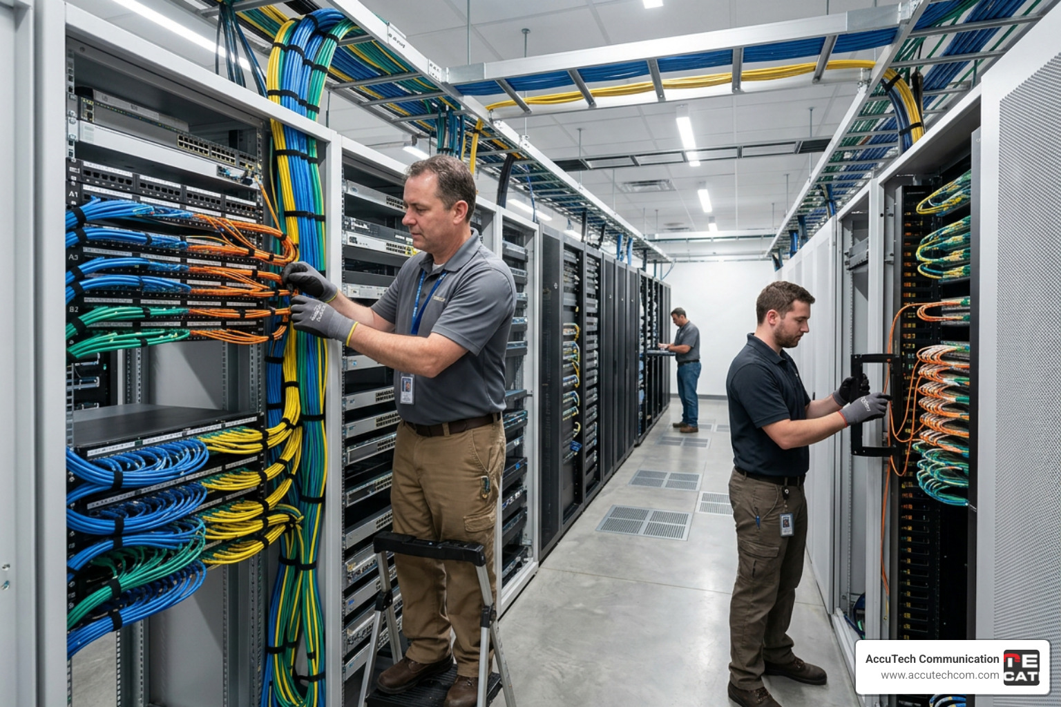 Structured cabling installation in a New England commercial data center facility