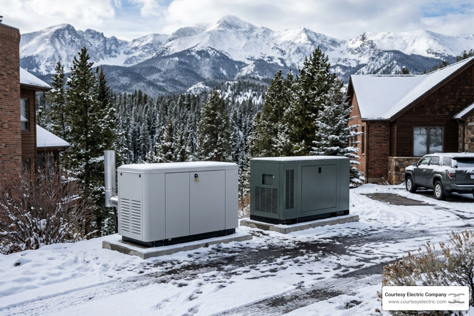Infographic comparing Generac vs Cummins standby generators for Colorado homeowners with key features