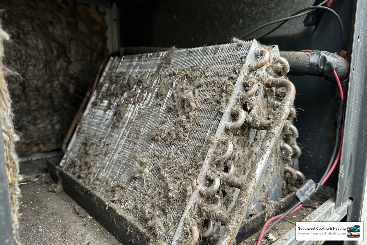 dust accumulating on an evaporator coil dust accumulating on an evaporator coil