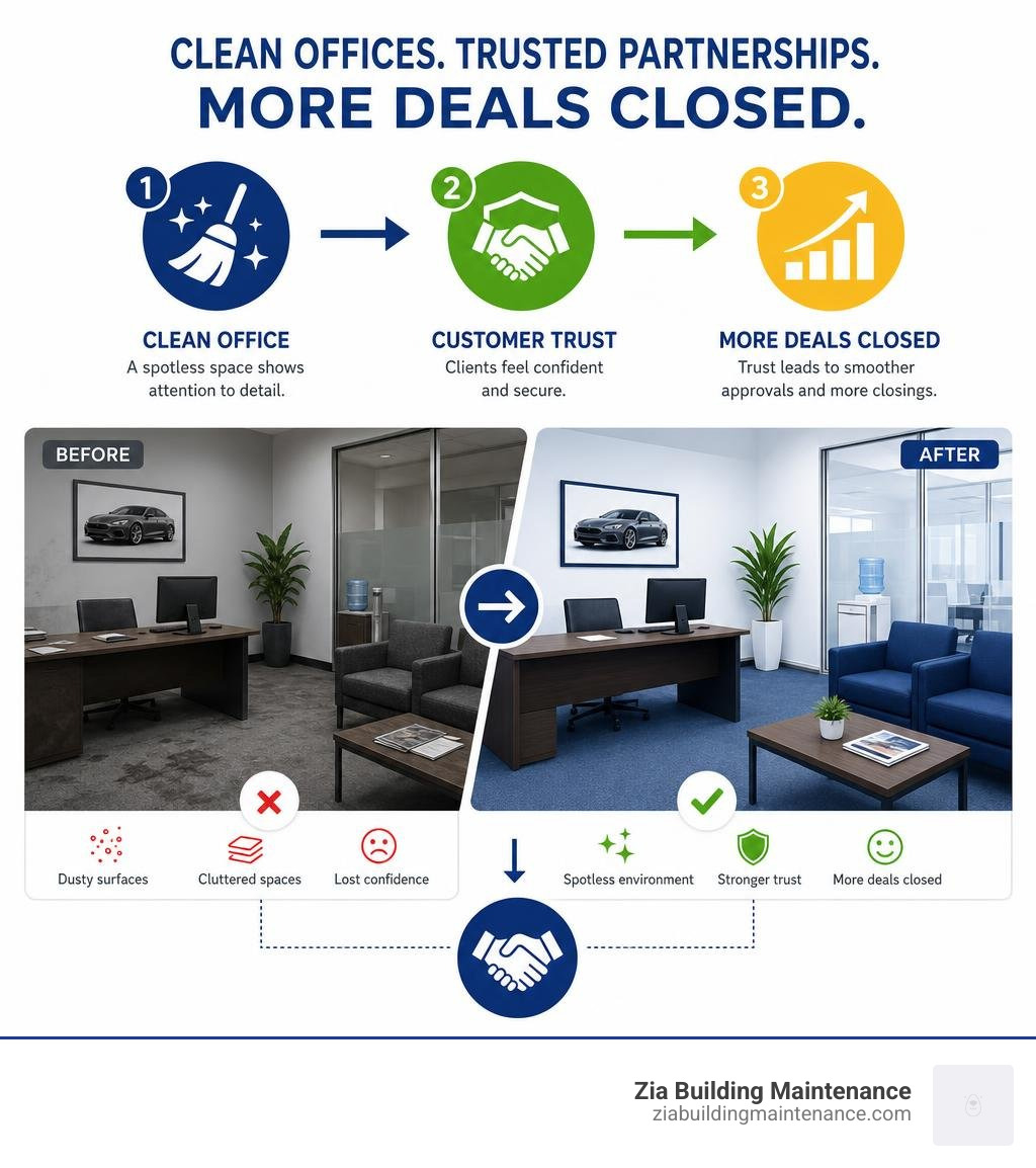 Infographic: How office cleanliness connects to customer trust and deal-closing rates in auto finance infographic Infographic: How office cleanliness connects to customer trust and deal-closing rates in auto finance infographic