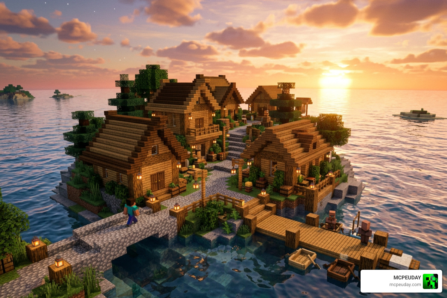 An ocean village island spawn in Minecraft Java 1.21 An ocean village island spawn in Minecraft Java 1.21