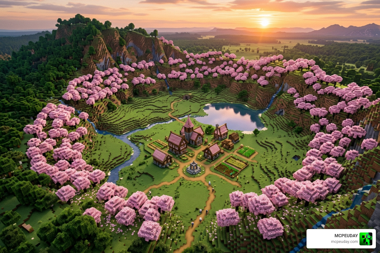 A stunning circular cherry grove valley at spawn