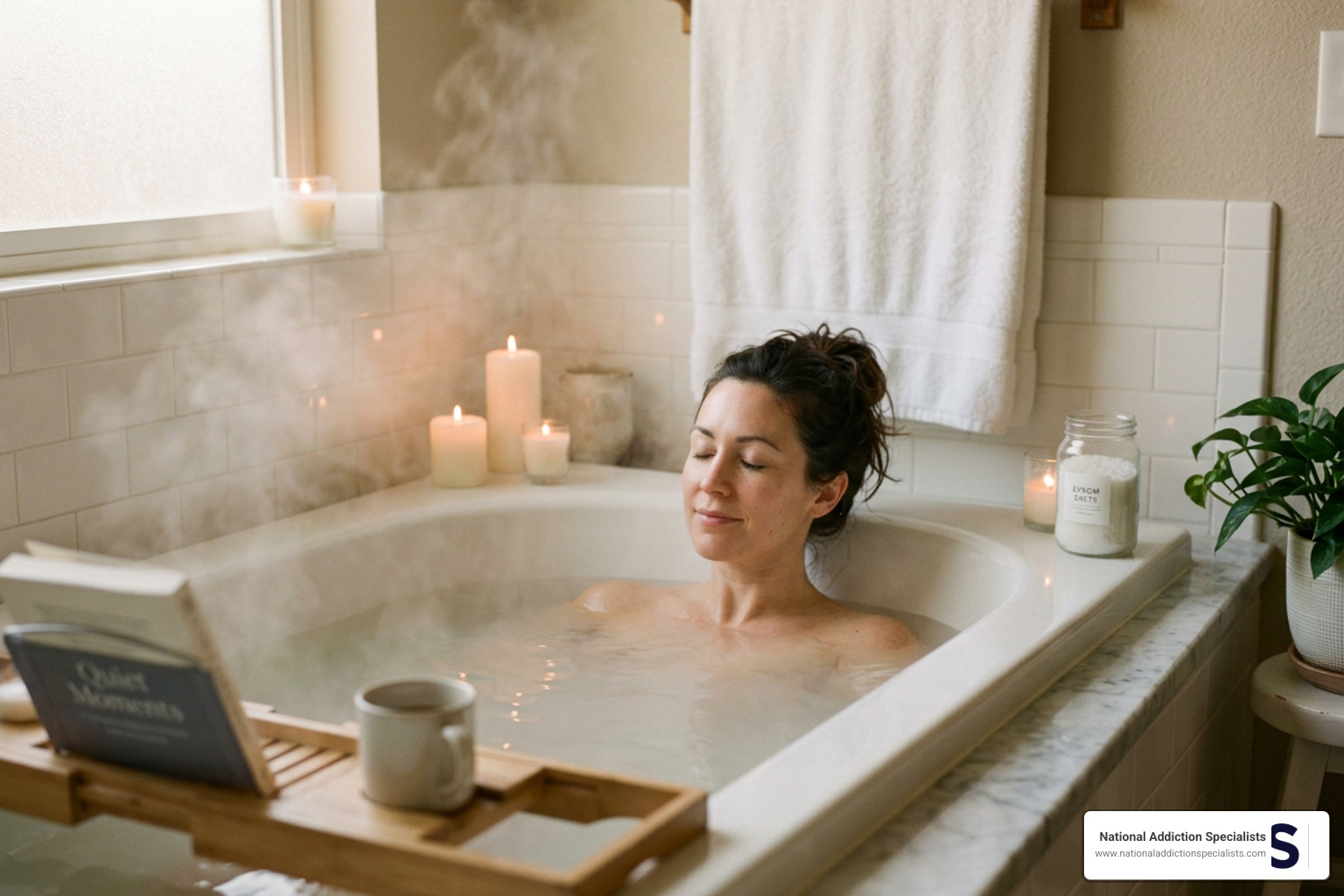 A warm Epsom salt bath to ease muscle aches A warm Epsom salt bath to ease muscle aches