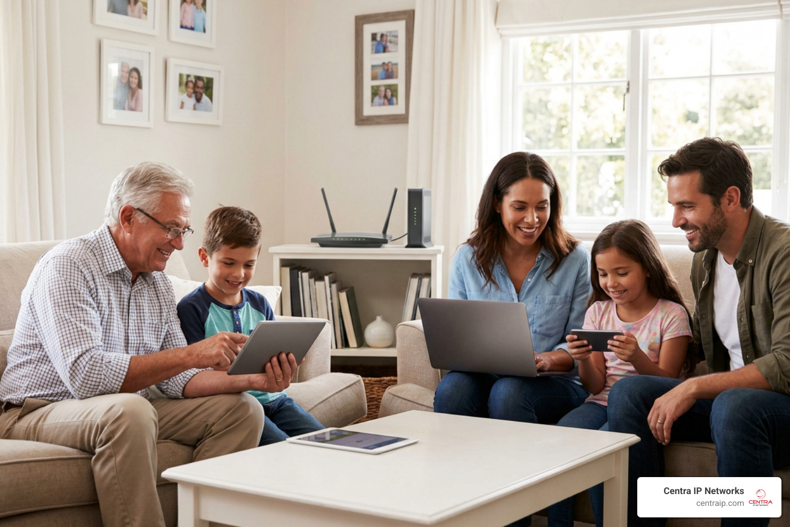 A family in Clearwater streaming video on multiple devices A family in Clearwater streaming video on multiple devices