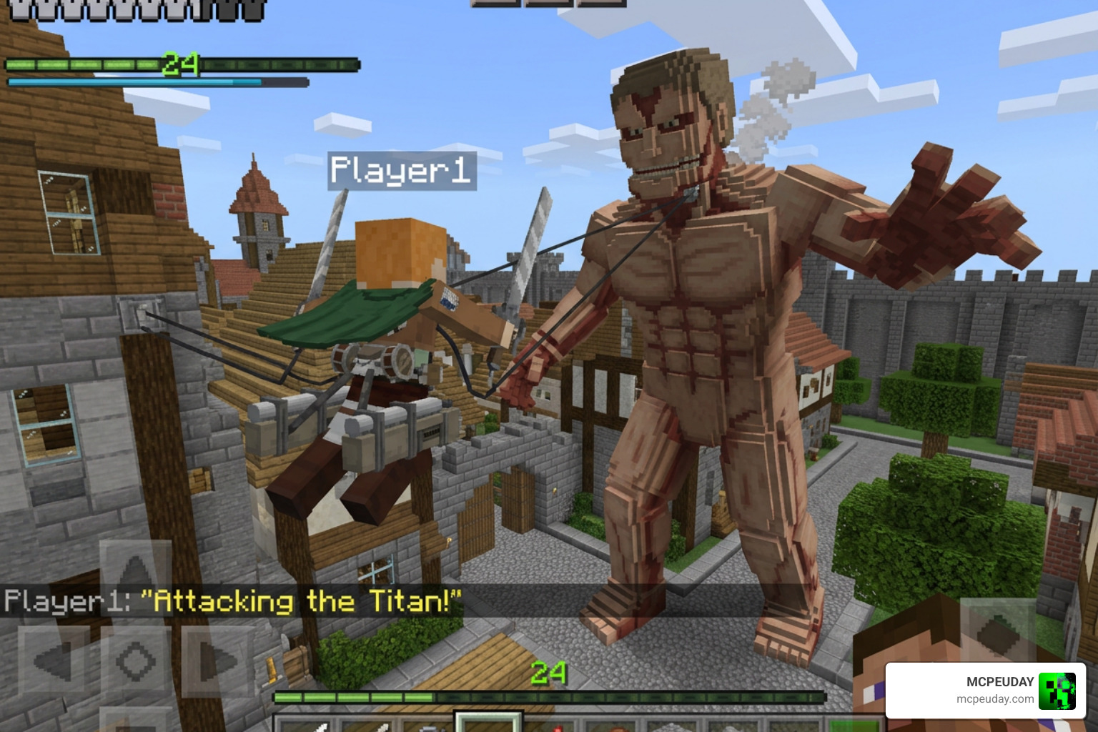Titan Craft Addon gameplay in Minecraft PE with Attack on Titan titans Titan Craft Addon gameplay in Minecraft PE with Attack on Titan titans