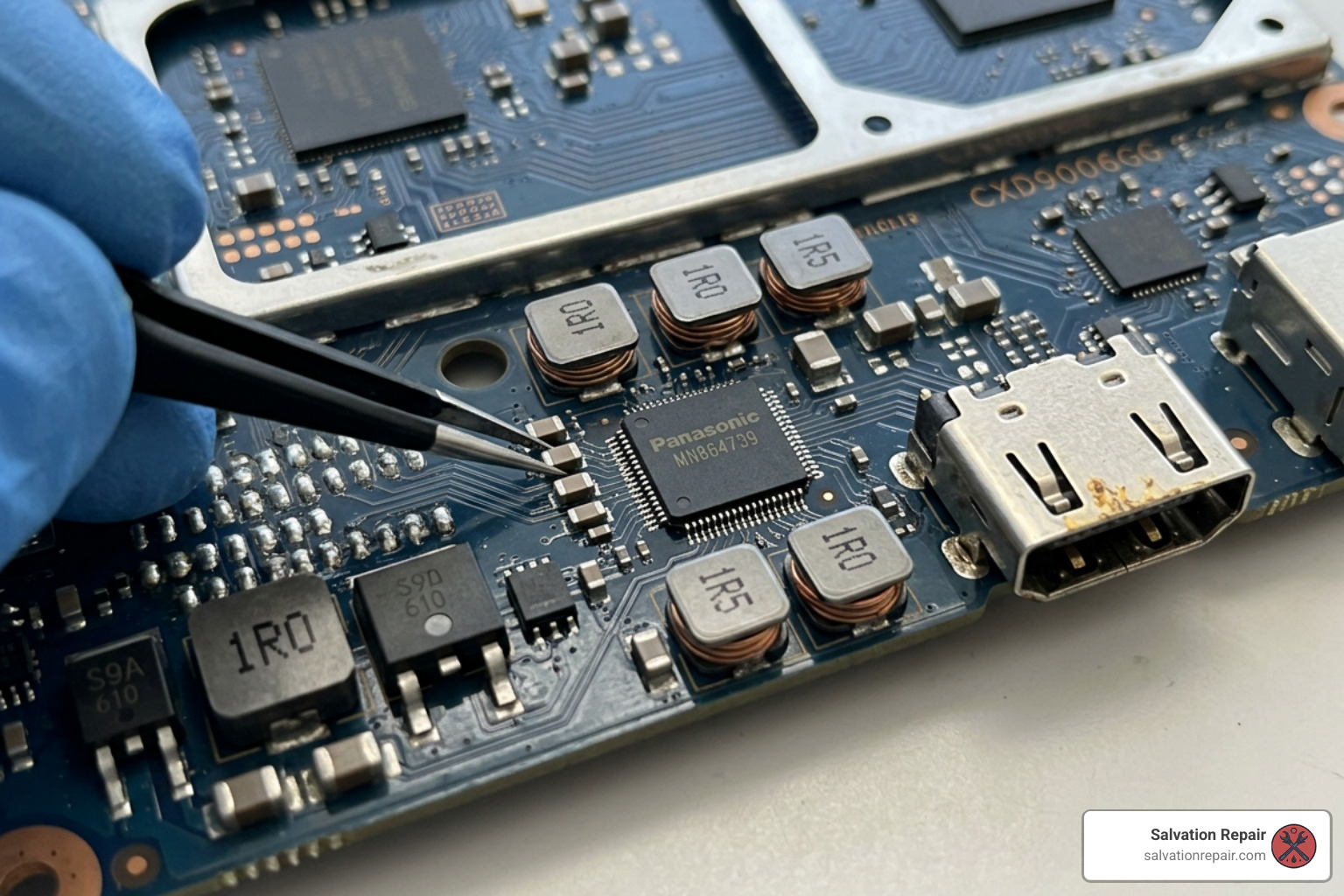 PS5 Slim motherboard EDM-041 HDMI encoder repair