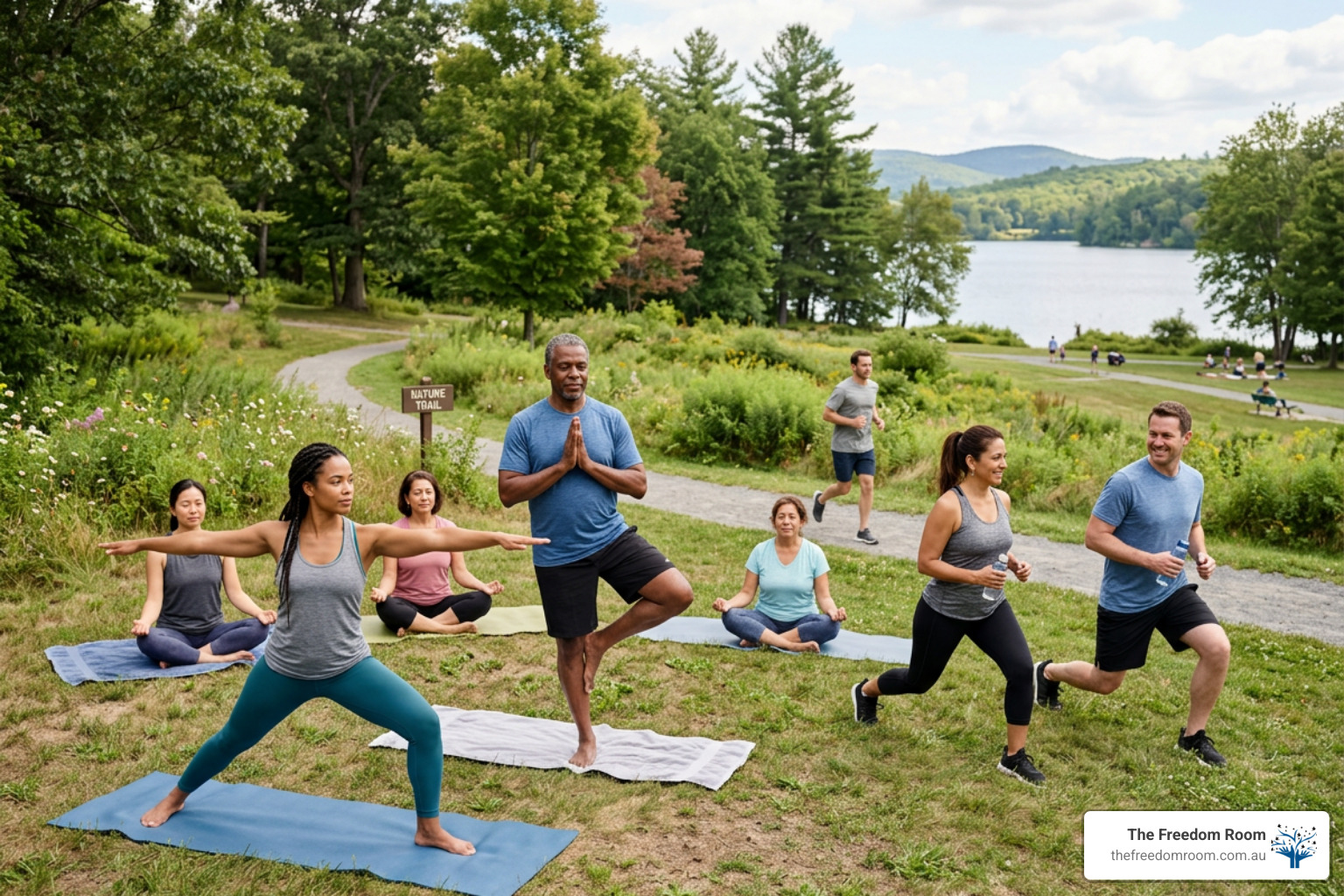 healthy lifestyle activities such as outdoor exercise and mindfulness replacing drinking habits