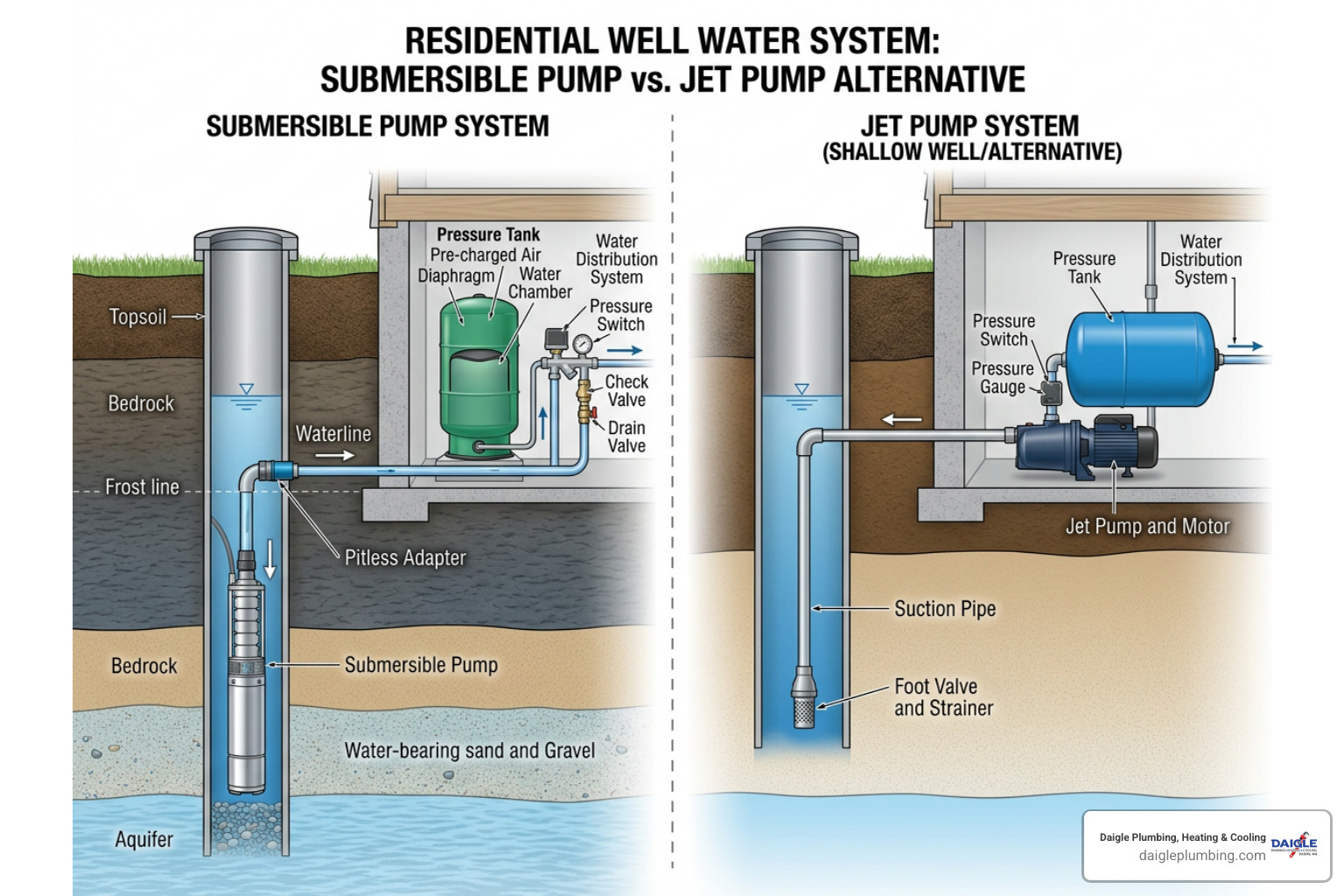 submersible vs jet pump diagram with pressure tank setup submersible vs jet pump diagram with pressure tank setup