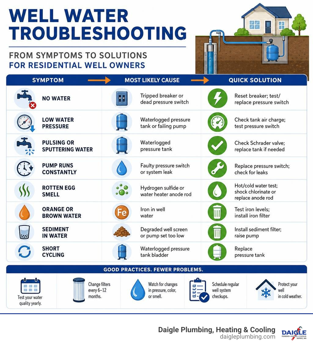 well water troubleshooting infographic from symptoms to solutions for residential well owners infographic well water troubleshooting infographic from symptoms to solutions for residential well owners infographic