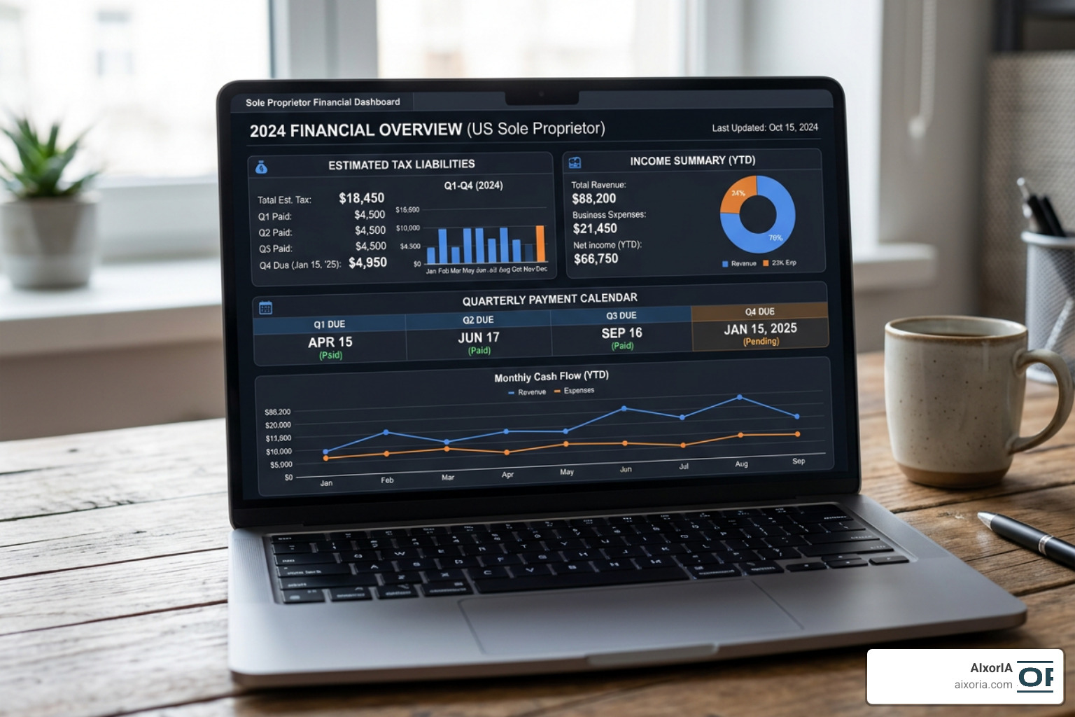 Tax compliance dashboard showing estimated tax liabilities Tax compliance dashboard showing estimated tax liabilities