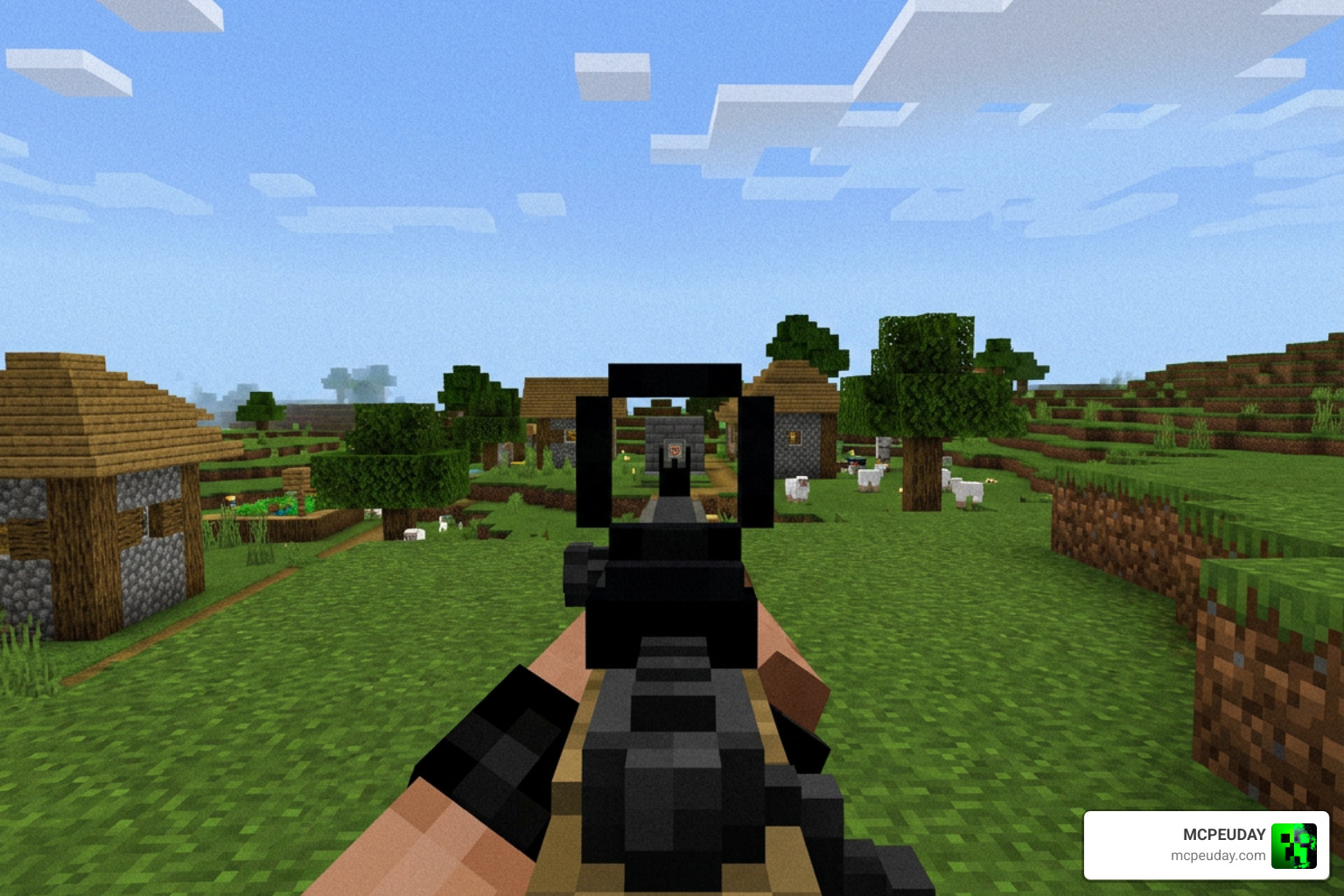 Aiming down sights with AWP Sniper in Minecraft Bedrock Aiming down sights with AWP Sniper in Minecraft Bedrock