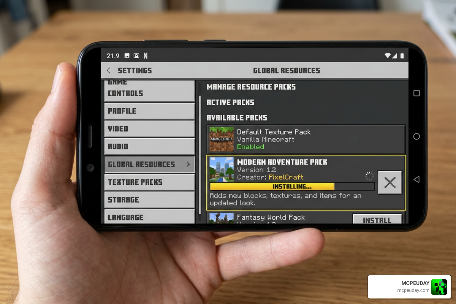 Installing addons in Minecraft Pocket Edition settings Installing addons in Minecraft Pocket Edition settings