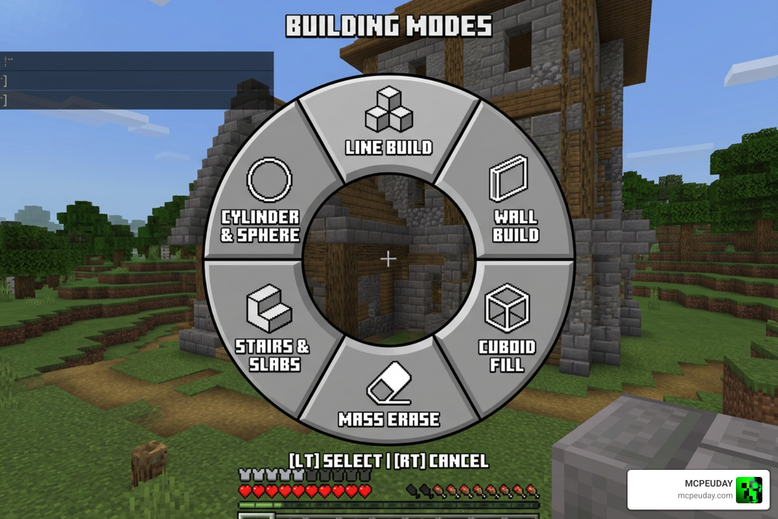 Effortless Building ADDON build modes UI menu showing various options