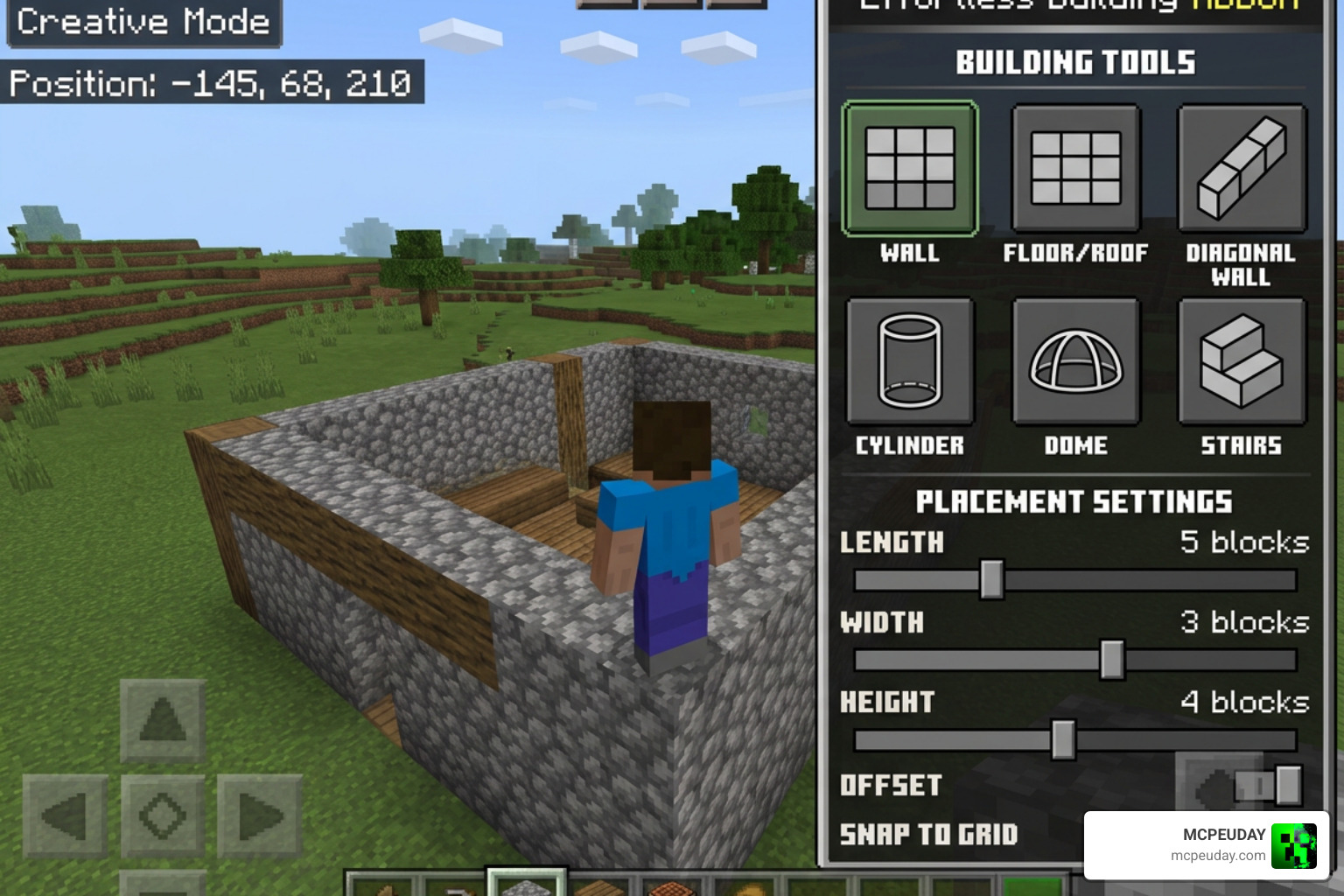Effortless Building ADDON Minecraft Bedrock interface block placement