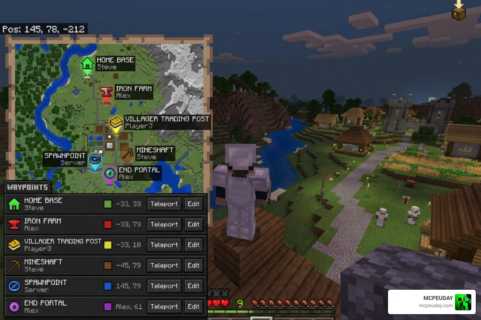 Multiplayer Waypoint System ADDON Minecraft Bedrock