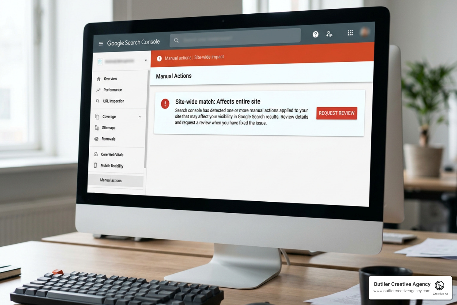 Google search console manual action penalty warning notification