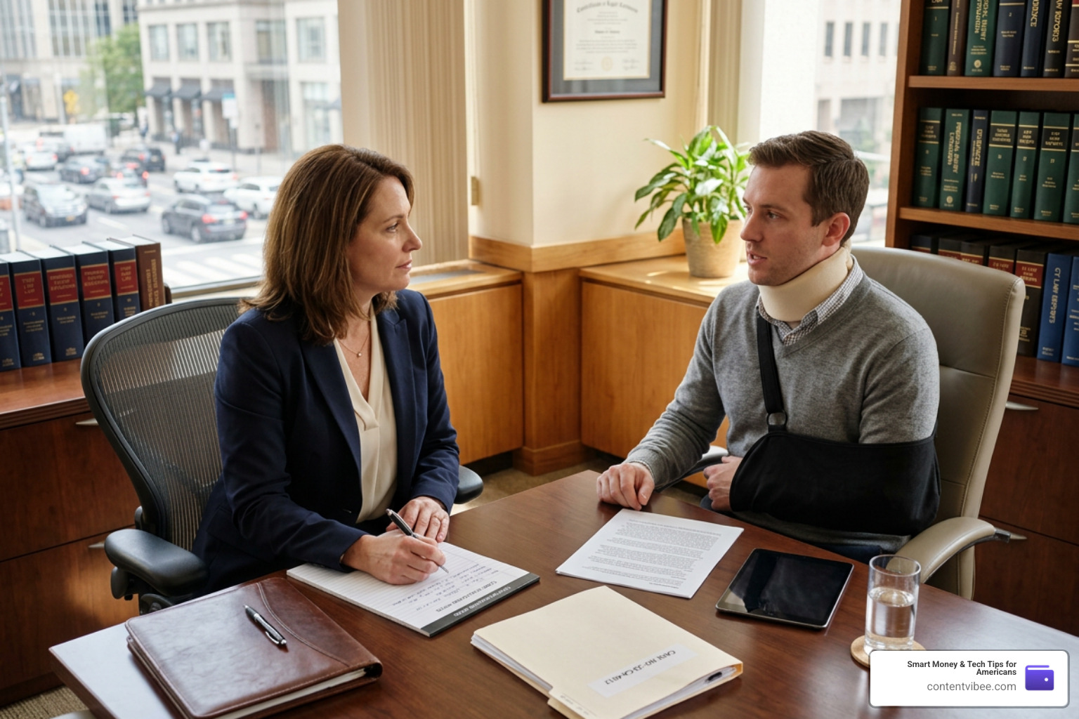 A legal consultation between a car accident lawyer and a client
