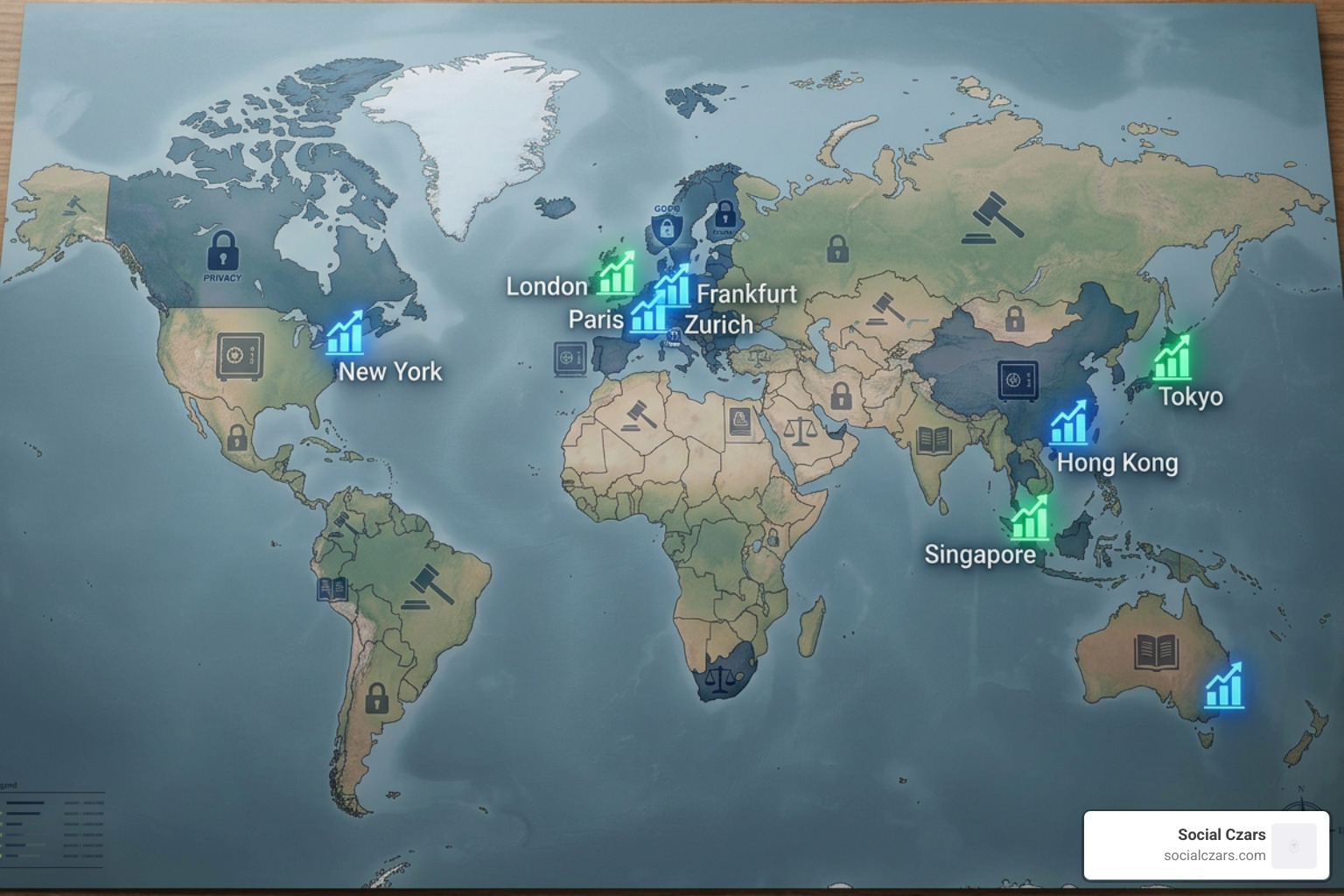 Global legal jurisdictions and local privacy laws map