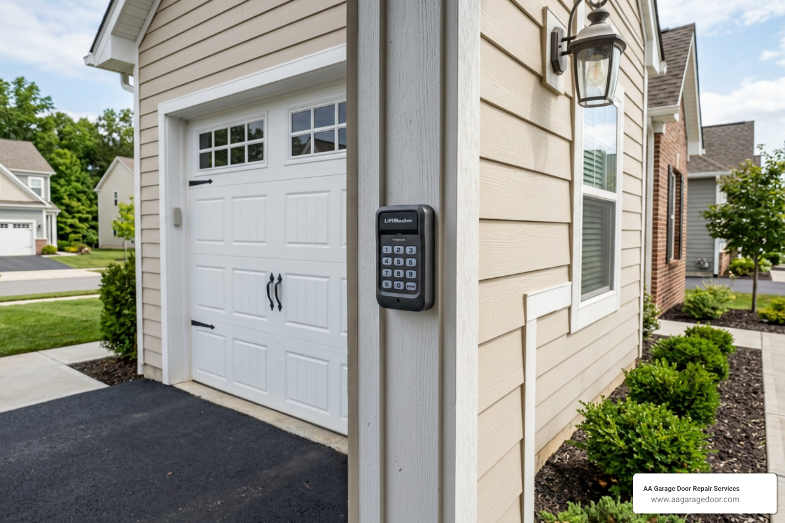 wireless keypad mounted on the outside frame of a garage door wireless keypad mounted on the outside frame of a garage door